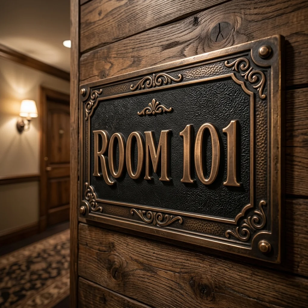 ป้ายหน้าห้อง Room 101 สีบรอนซ์